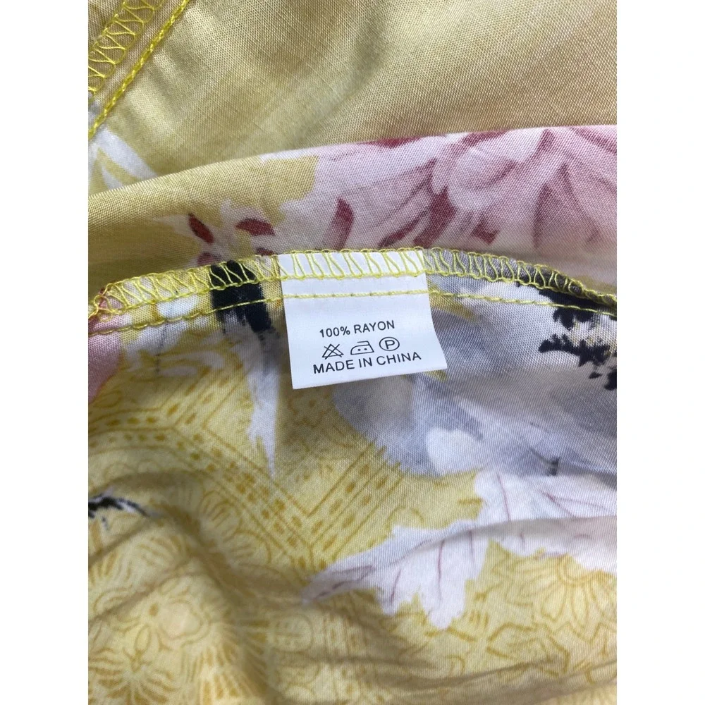 Jaase Yellow Floral Halter‎ Maxi Dress XL Crochet Smocked Vacay Tropical Boho